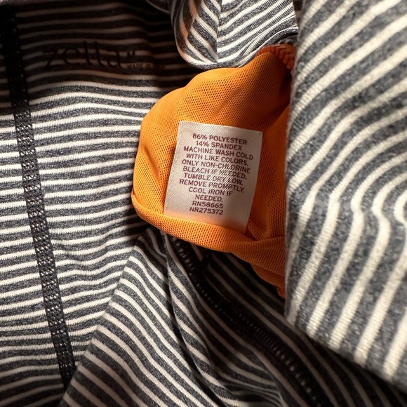 Zella Hooded Grey Stripe/Orange Zip*2Way Zipper Jacket size M - Picture 5 of 8